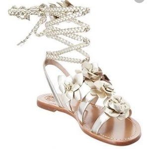 Absolutely DARLING Tory Burch Blossom Gladiator Gold Sandals. Never worn!!